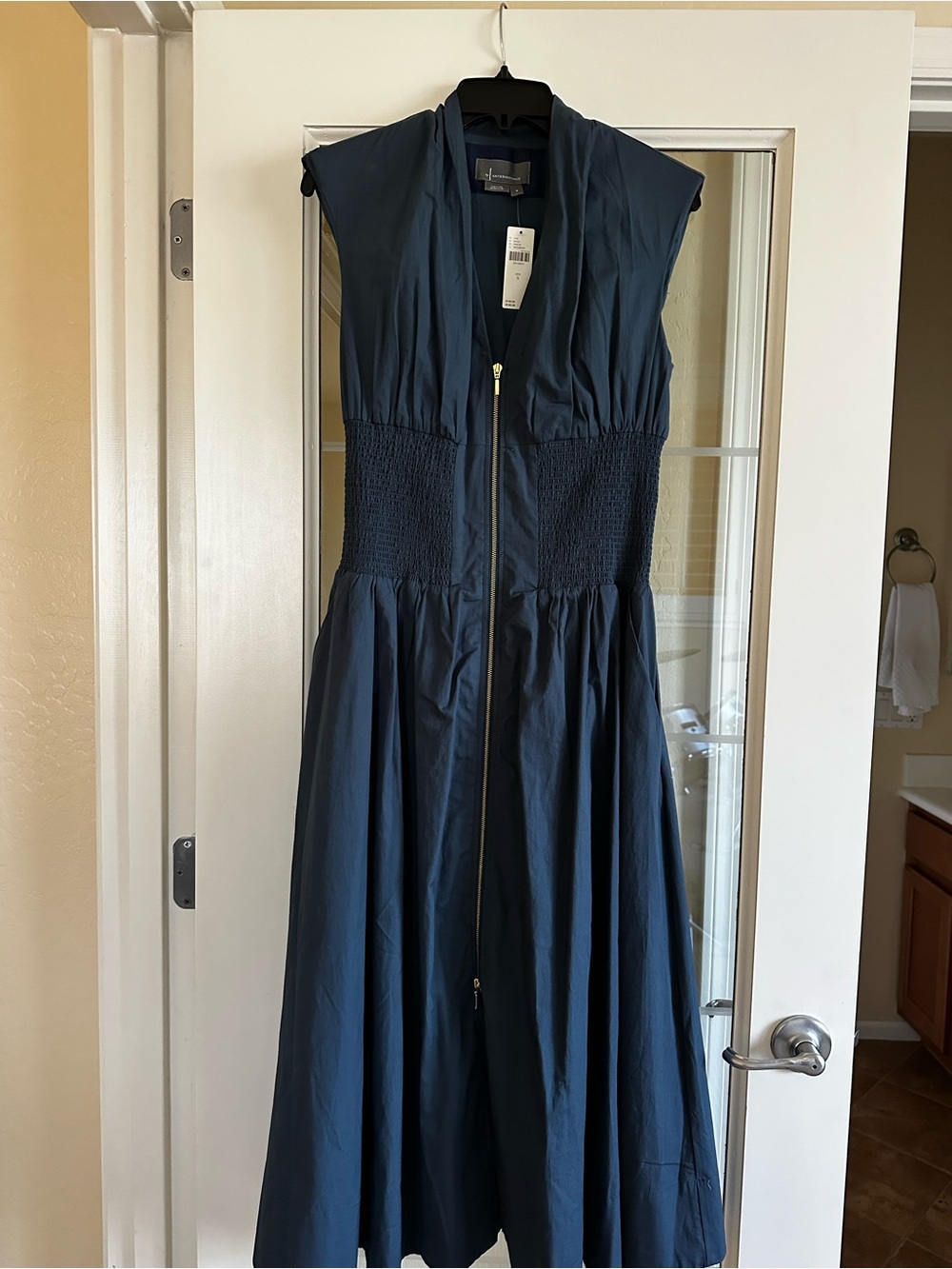 Anthropologie Navy/Marin Zip-Front Maxi Dress